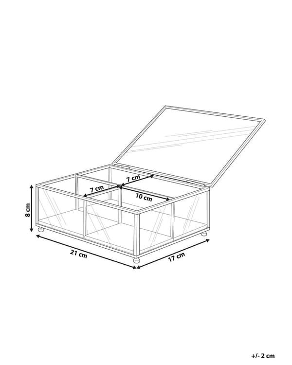 Smykkeskrin Guld Transparent Glas 21 x 17 x 8 cm Moderne Skrin med Glaslåg til Øreringe Halskæder Dame Soveværelse Tilbehør Smykkeopbevaring