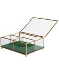 Miniatyrbillede 5 af 7: Smykkeskrin Guld Transparent Glas 21 x 17 x 8 cm Moderne Skrin med Glaslåg til Øreringe Halskæder Dame Soveværelse Tilbehør Smykkeopbevaring