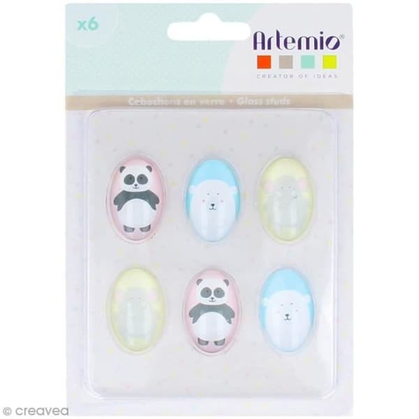 Cabochon - Artemio - Bedårande - 2 x 3 cm - 6 st - Blandat