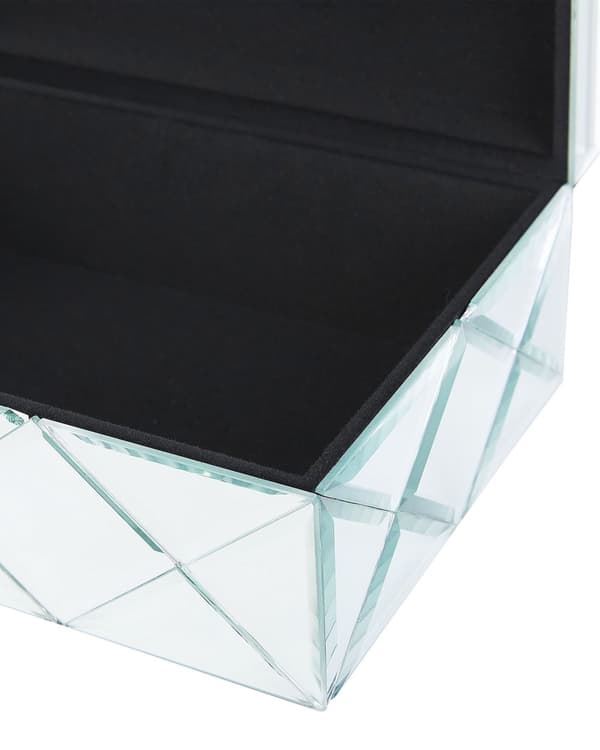 Smykkeskrin i sølvstål med glassspeil 25 x 18 x 11 cm Dekorativ oppbevaring av øredobber for damer til jenterommet på sminkebordet Interiørtilbehør