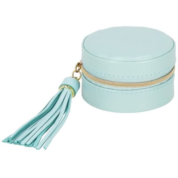 Smyckeskrin - SPRINGOS - Resesmyckesförvaring - Diameter 8 cm - Höjd 5 cm - Blå