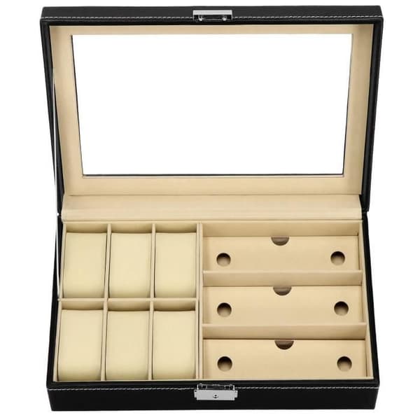 Fodral - SPRINGOS - Svart - 6 klockfack - 3 glasögonfack - Chic