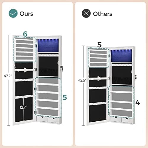 Korukaappi Armoire, lukittava seinään kiinnitettävä säilytyslokero, peilillä