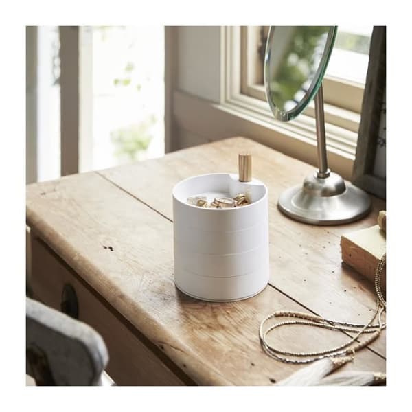 Smyckeskrin med 4 roterande nivåer - L10 cm - 10 cm X 10 cm X 12,5 cm - CaliCosy White