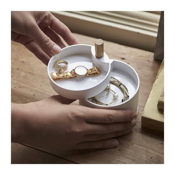 Smyckeskrin med 4 roterande nivåer - L10 cm - 10 cm X 10 cm X 12,5 cm - CaliCosy White