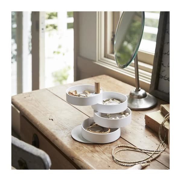 Smyckeskrin med 4 roterande nivåer - L10 cm - 10 cm X 10 cm X 12,5 cm - CaliCosy White