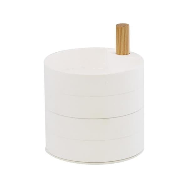 Smyckeskrin med 4 roterande nivåer - L10 cm - 10 cm X 10 cm X 12,5 cm - CaliCosy White