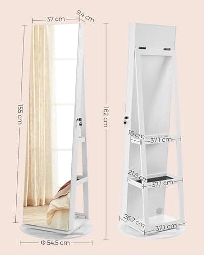 Songmics korukaappi - kokovartalopeili 37x155 cm
