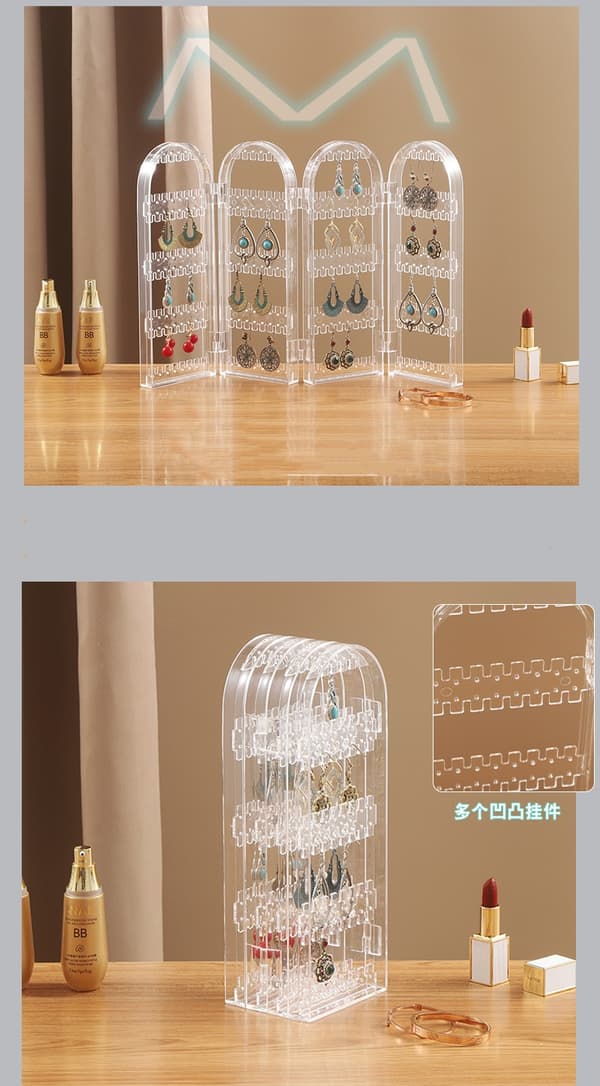 INF Akryl Örhänge Display Organizer Vikbar Halsband Hängare Transparent M