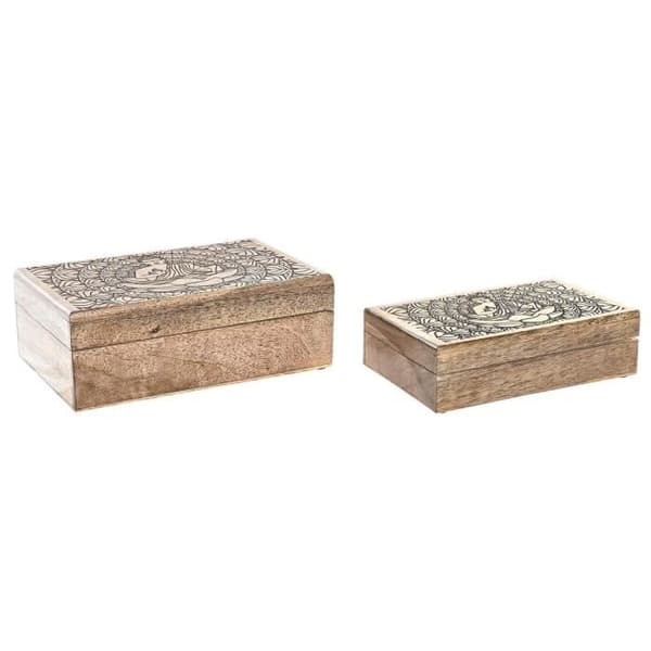 smyckeskrin brun mangoträ 25 x 17 x 9 cm mörkbrun (2 enheter)