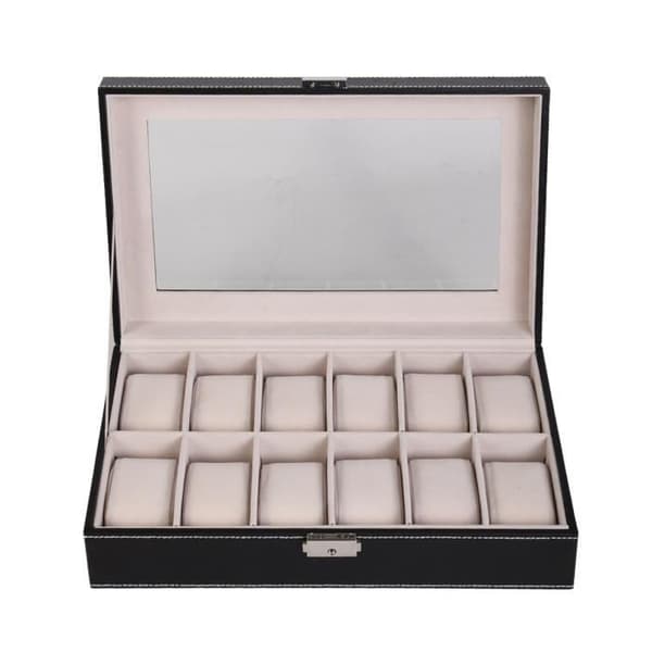 Klockbox - NYHET - 12 klockor - Läder - Silver - Chic