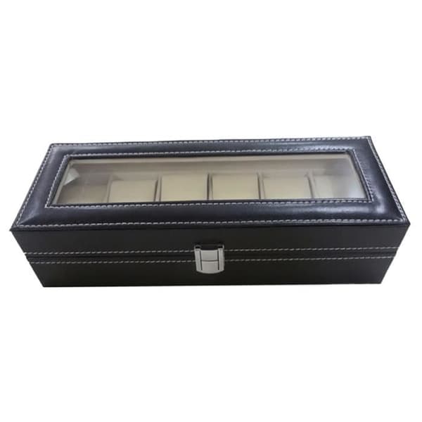 Box - Läder - Klockbox - 6 fack - Svart - Chic