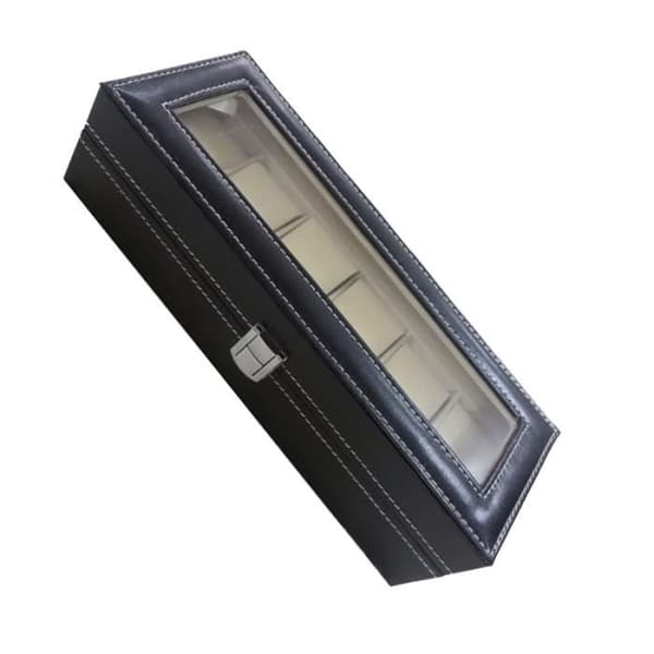 Box - Läder - Klockbox - 6 fack - Svart - Chic