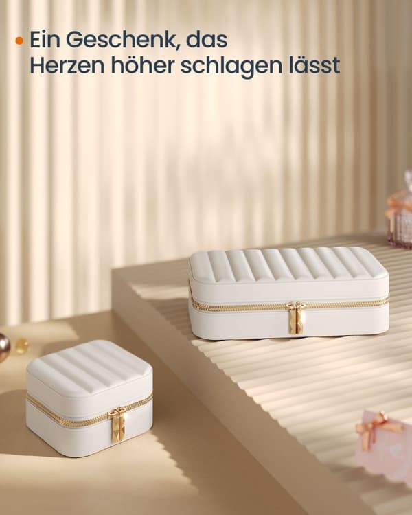 Rootz Cloud White Resesmyckeskrin - Organizerfodral - Bärbar förvaring - PU-läder - 10,5 cm x 10,5 cm x 6 cm