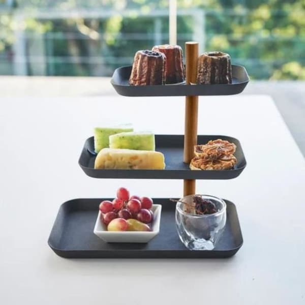 3-vånings smyckesdisplay med roterande brickor H25,5 cm - 25 cm X 16 cm X 25,5 cm - Calicosy - Svart