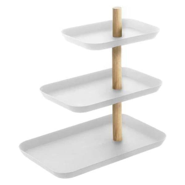 3-vånings smyckesdisplay med roterande brickor H25,5 cm - 25 cm X 16 cm X 25,5 cm - Calicosy - Vit