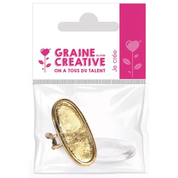 Stöd ring - Gammalt guld - Ovalt - 16 x 39 mm - Cabochon att dekorera - Justerbar ring