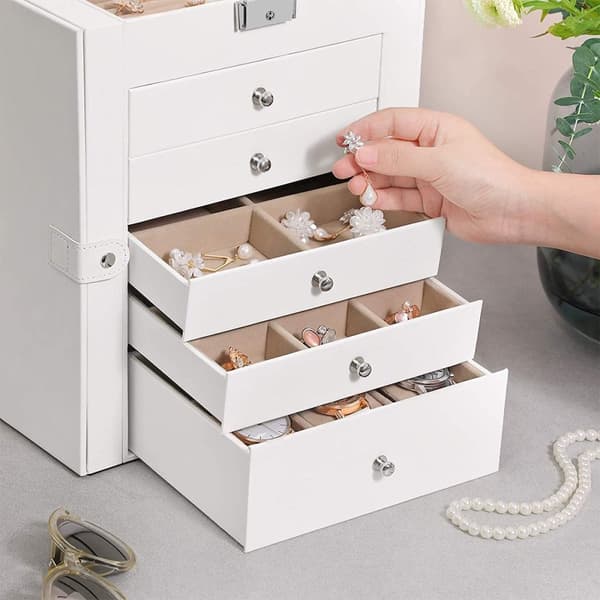 Coffre à bijoux avec 6 niveaux et ailes de rangement - H32 cm