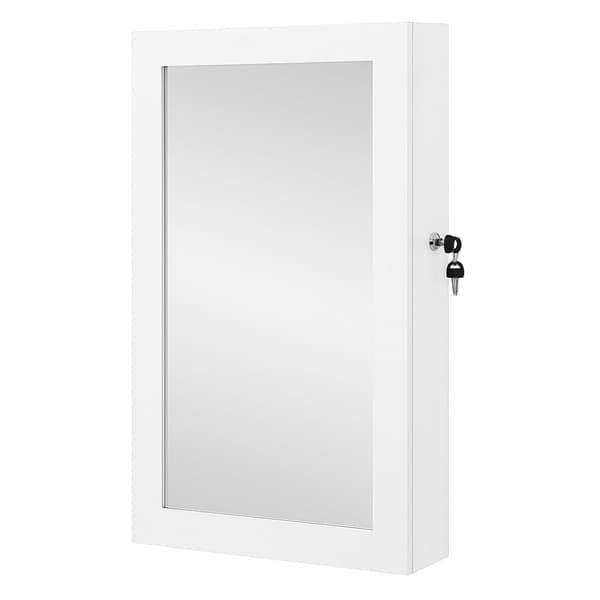 Låsbart vägghängt smyckesskåp med spegel - H67 cm