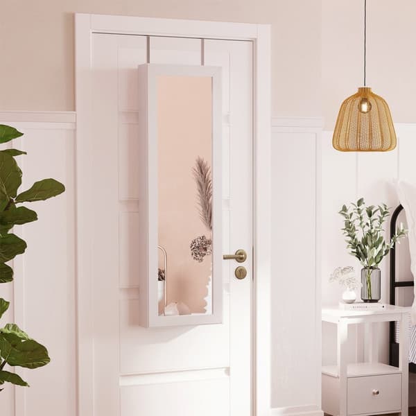 Låsbart smyckesskåp för hängande dörrar med spegel - H120 cm