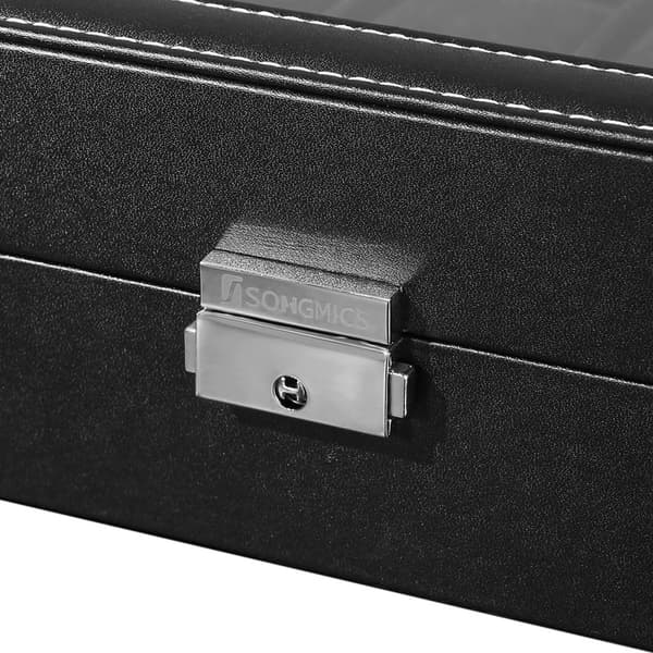 Watchbox - 12 klockor - glaslock - svart