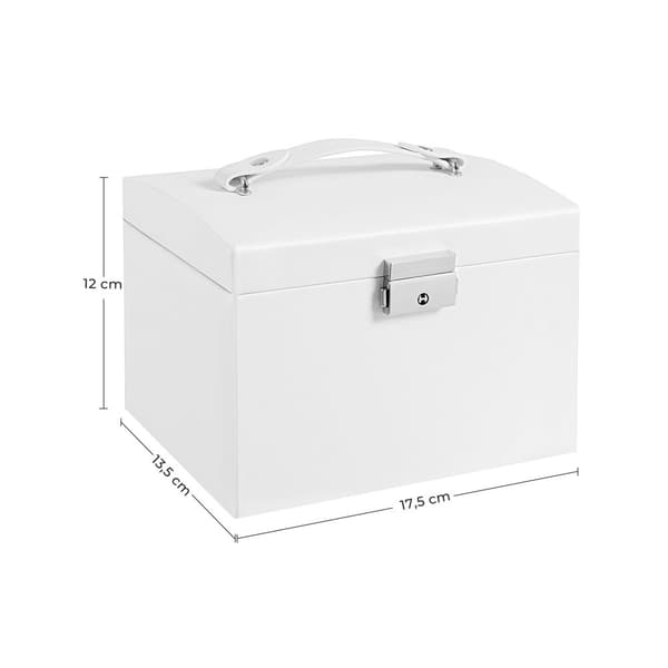 Smyckeslåda - Låsbar smyckesbox - med spegel - vit
