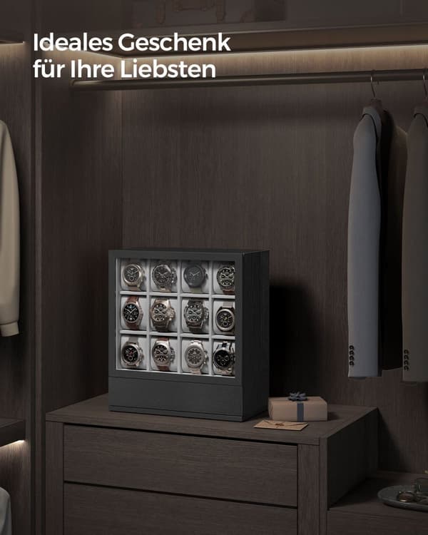 Rootz Watch Box - Ur Organizer - Ur Display Case - Massiv træfiner - 15 cm x 29,5 cm x 32,5 cm