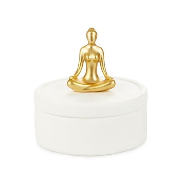 Smyckeskrin - Balvi - Yoga - Porslin - Guld - 10,9x9,8x9,8 cm