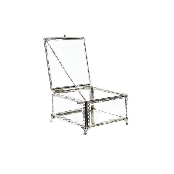 smyckeskrin glas metall 16 x 16 x 10 cm genomskinligt silver