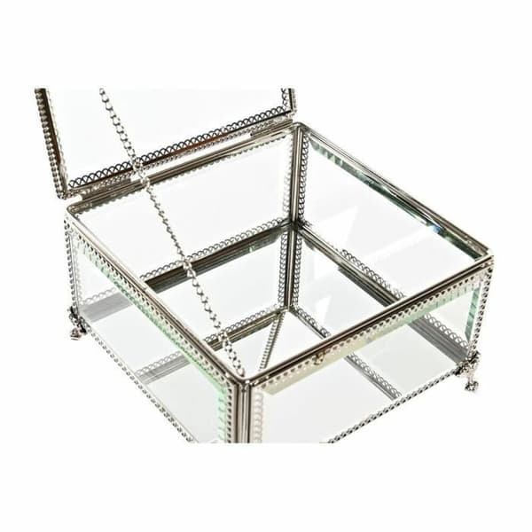 smyckeskrin glas metall 16 x 16 x 10 cm genomskinligt silver