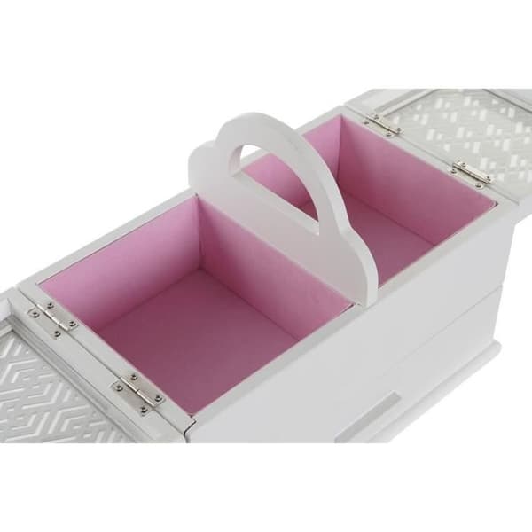 smyckeskrin klar rosa vit glas mdf trä 30 x 17 x 24 cm