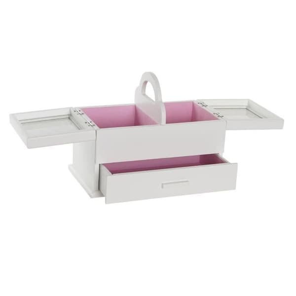 smyckeskrin klar rosa vit glas mdf trä 30 x 17 x 24 cm