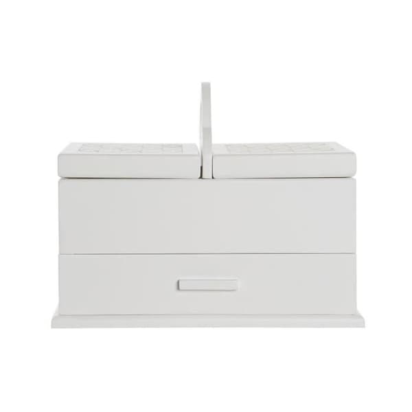 Smyckeskrin - Ej specificerat - Elfenbensvitt glas - MDF-trä - 30 x 17 x 24 cm - Vuxna kvinnor