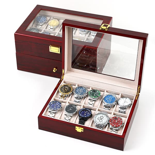 INF Lyxig klockbox för 2 klockor - Röd lackfinish
