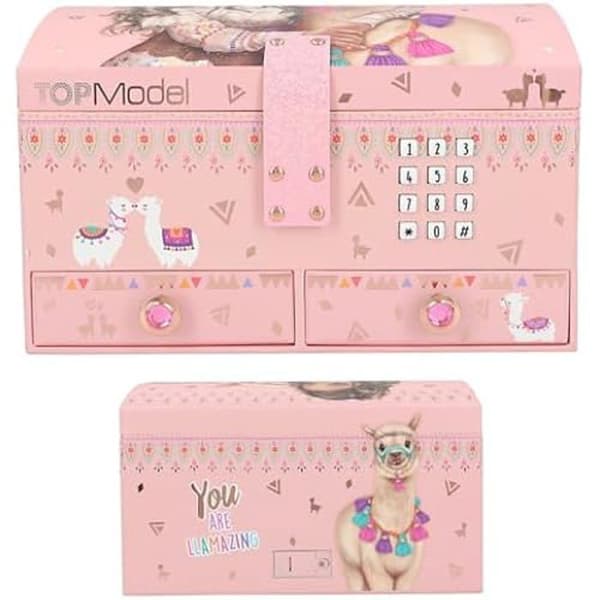 Smyckesask - DEPESCHE - TOPModel Cosy - Rosa - Alpackamönster - 4-siffrig kod