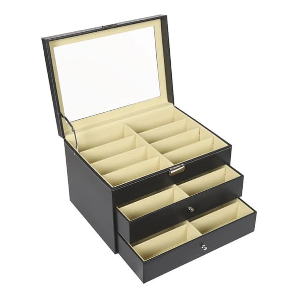 Ögonskyddsförvaring, 24-fackdesign, elegant svart finish,svart