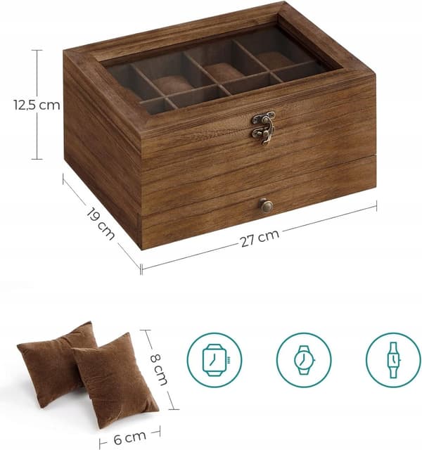 Trälåda för klockor smycken Box för smycken