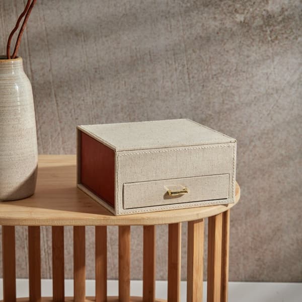 Smykkeskrin | LINAS | med skuffe ecru | 18x16x9,5cm | 708121