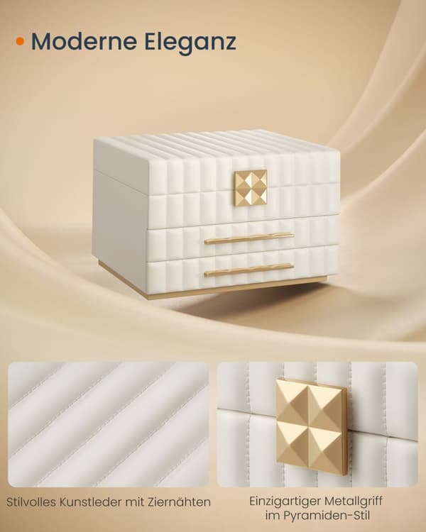Smyckeskrin, SONGMICS HOME ANAH, 21,5 x 24 x 15,8 cm, molnvit.