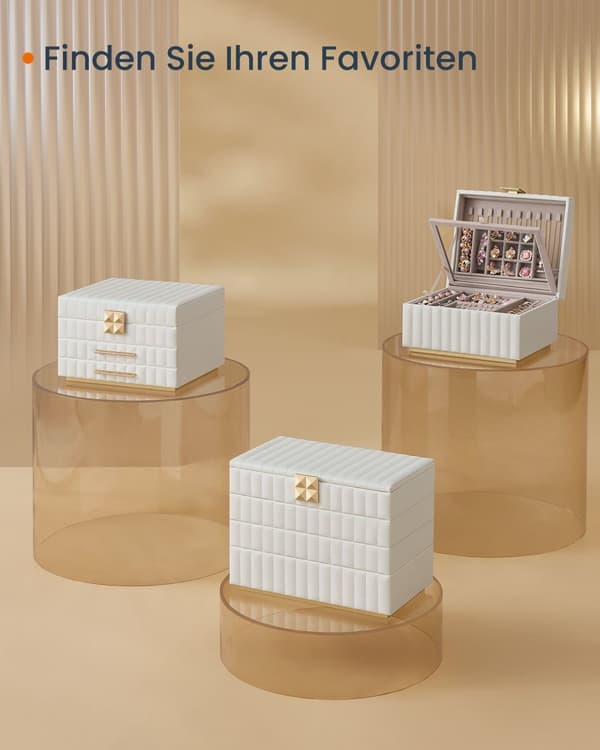 Smyckeskrin, SONGMICS HOME ANAH, 21,5 x 24 x 15,8 cm, molnvit.