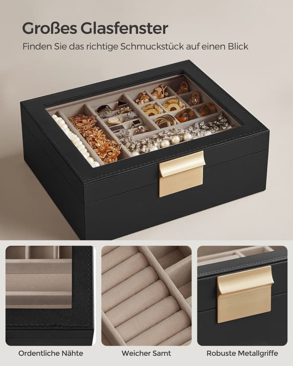 Smyckeskrin, SONGMICS, 18,5x23x8,5 cm, Vit.