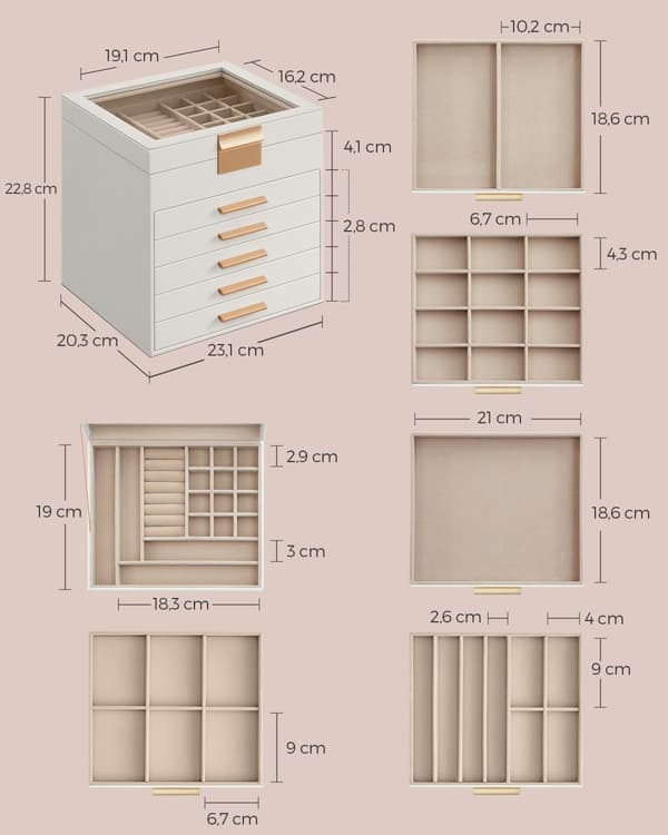 Korurasia, SONGMICS, 20,3 x 23,1 x 22,8 cm, valkoinen.