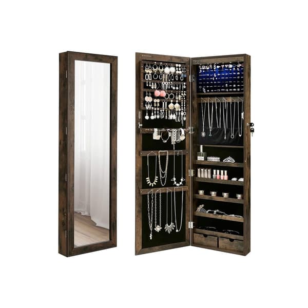 Smyckesskåp, SONGMICS, 37x10x120 cm, Grå.