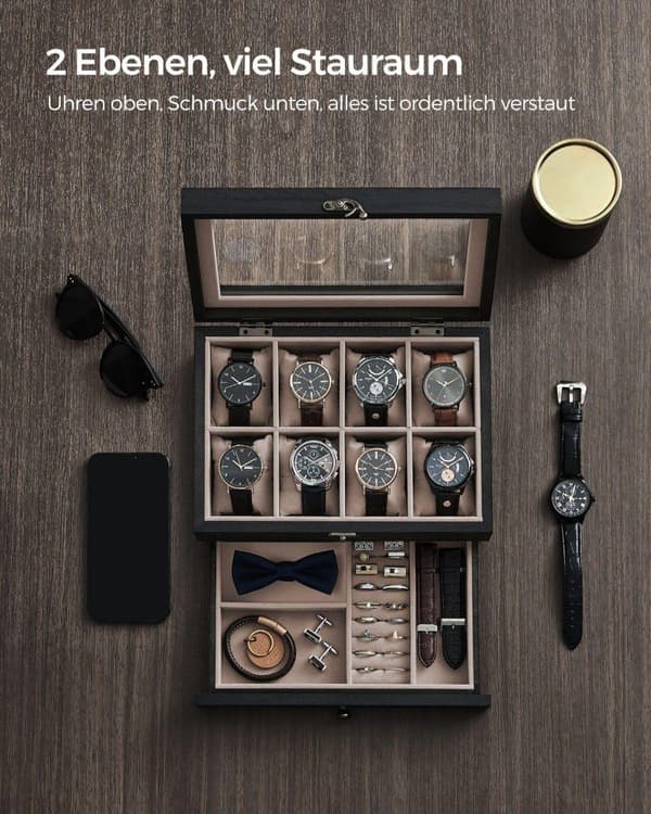 Klockbox, SONGMICS JOW008K01, 19x27 cm, Svart