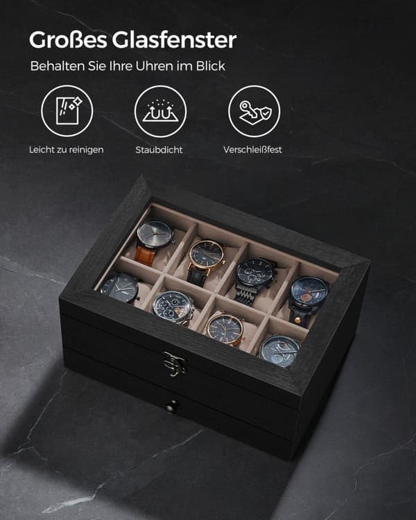 Klockbox, SONGMICS JOW008K01, 19x27 cm, Svart