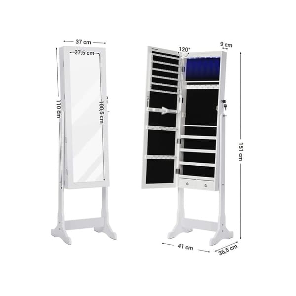 Skab, SONGMICS JBC94W, 41x151 cm, Hvid