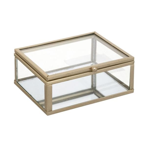 Smyckeslåda "Mood" - metall och glas - guld - 10x4 - 2 cm - Guld - Atmosphera inredningsskapare
