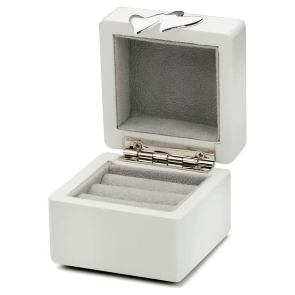Ringbox - Zilverstad - Silver - 66 x 60 x 55 mm - Ljus trä - Anpassningsbar gravyr