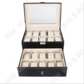 Miniatyrbild 2 av 4: TD® Watch Box Herrgåva 20 klockor Dubbla Läder Kvittokartong Färg: Svart
