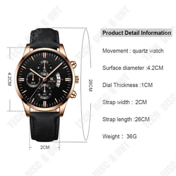 TD® Business Modekalender för män Three Eyes Six Hands Watch Tvådelad armbandsur Set Watch Gift